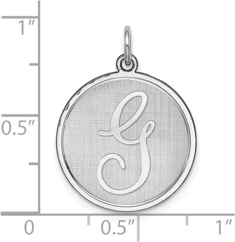 Miniatura 3 de Colgante de plata de ley 925 con letra inicial brocada G del alfabeto - 1.063 in x 0.787 in, Metal, No es una piedra preciosa