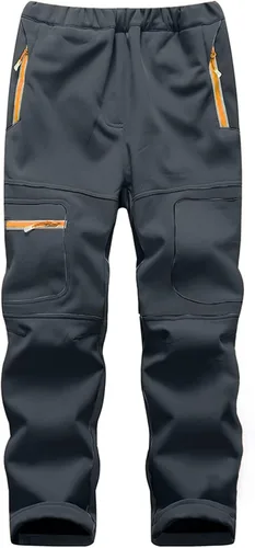 Miniatura 16 de linlon Pantalones impermeables para la nieve para niños y niños, forro polar lind para senderismo, softshell, cálidos, con aislamiento térmico