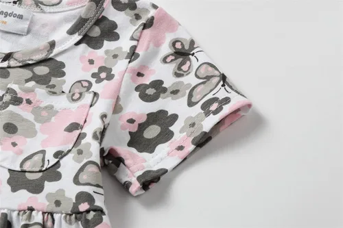 Miniatura 5 de Mud Kingdom Vestido de Pascua para niñas, lindo conejo, manga corta, cuello redondo, algodón, casual