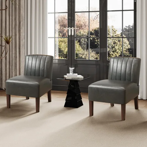Miniatura 18 de VIRRMO Sillas de Acento sin Brazos para Sala de Estar, Silla Slipper Moderna Sillas de Sala de Estar con Patas de Madera Sólida, Silla de Tocador