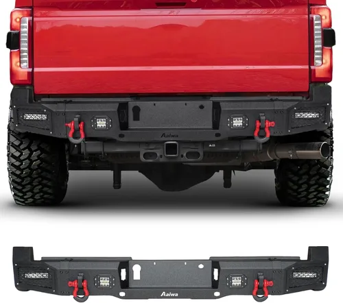 Miniatura 12 de BESTZHEYU Parachoques delantero compatible con F250 F350 F450 2017 2018 2019 2020 2021 2022 con placa de cabrestante y luces LED
