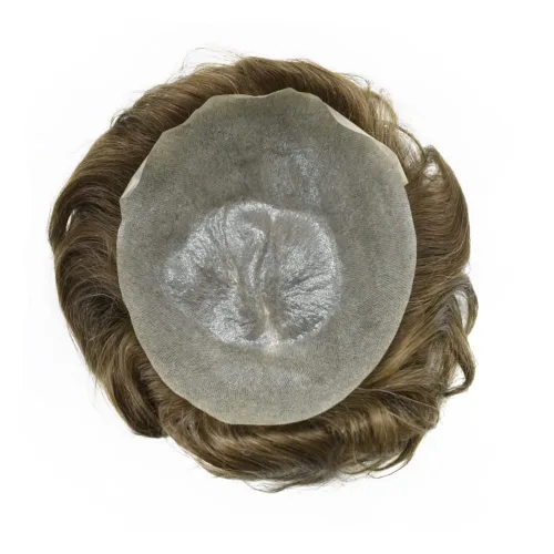 Miniatura 3 de Extensiones de cabello humano tipo tupé para hombre, piezas de repuesto de pelo sintético ultra fino para hombres, línea capilar natural con bucle