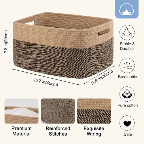 Miniatura 2 de Paquete de 4 cestas de almacenamiento para organizar, cestas tejidas para estantes, perfectas para juguetes, libros, toallas y ropa, cestas