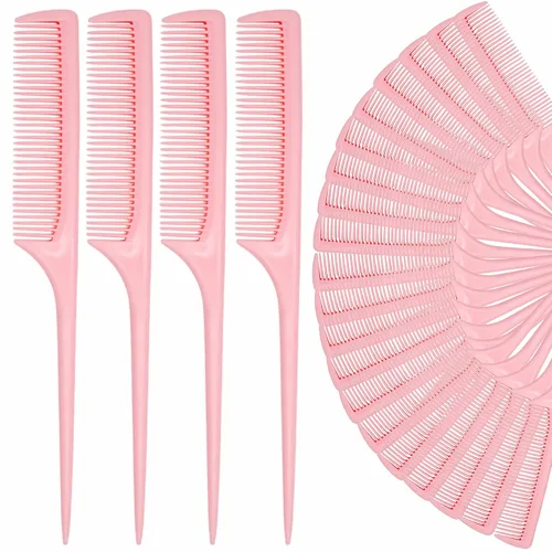 Miniatura 8 de Juego de 24 peines de cola de rata para mujer, peine de peinado de dientes finos con púa, peine antiestático resistente al calor, herramientas