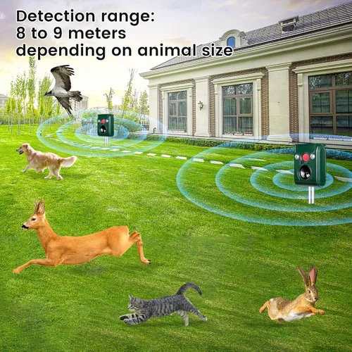 Miniatura 5 de FAYINWBO Repelente de animales ultrasónico para exteriores 2022. Repelente solar de animales con luces LED intermitentes, gatos expulsados por