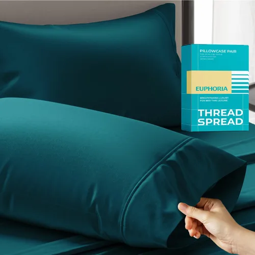 Miniatura 22 de THREAD SPREAD Fundas de almohada 100 % de algodón egipcio, fundas de almohada de 800 hilos, tamaño Queen / estándar, paquete de 2 unidades, suaves