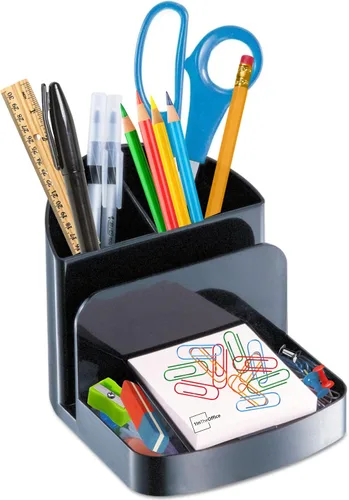 1InTheOffice Organizador de escritorio de suministros de oficina, organizador de almacenamiento de escritorio de plástico multifuncional, 6