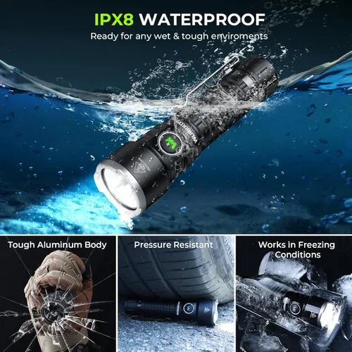 Miniatura 4 de Wurkkos TS28 Linterna LED recargable, 3200 lúmenes, linterna súper brillante con múltiples modos, linternas impermeables IPX8 para acampar
