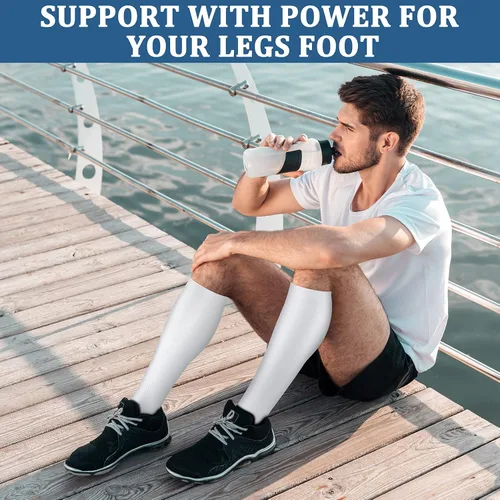 Miniatura 4 de FEYHAY Calcetines de compresión de cobre (3 pares) de 15-20 mmHg de circulación es la mejor atlética y diaria para hombres y mujeres, correr