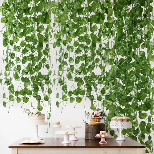 Miniatura 2 de Guirnalda de vides artificiales de 168 pies, plantas colgantes falsas, guirnalda de hojas verdes sintéticas para pared, fiesta, boda, habitación