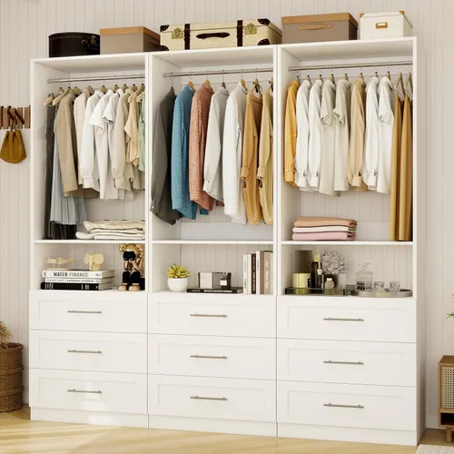 Miniatura 10 de Sistema de armario con cajones de madera, sistema de organización de armario de 4 pies con cajones y varillas para colgar y para vestidores, 2