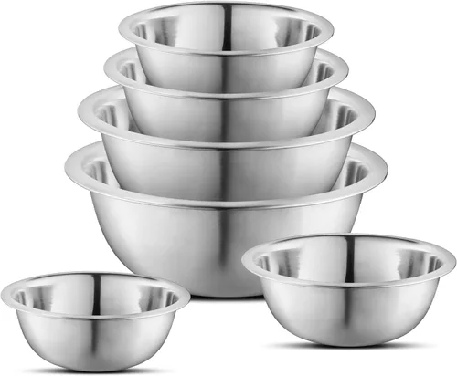 Miniatura 2 de AVADOR - Juego de 6 tazones de mezcla de acero inoxidable premium, fácil de limpiar, diseño apilable que ahorra espacio, ideal para cocinar