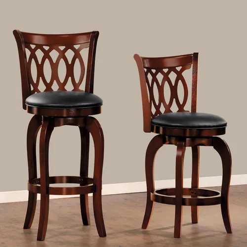 Miniatura 2 de Homelegance Taburetes giratorios tapizados de altura de barra con respaldos, Taburetes de bar de cuero sintético, 30 pulgadas de altura del asiento