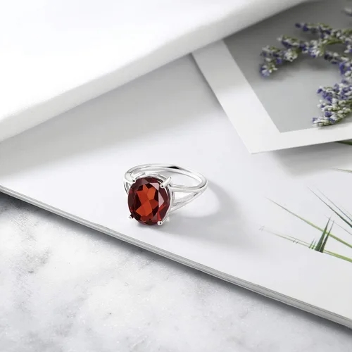 Miniatura 65 de Gem Stone King Anillo solitario con piedra preciosa de 3.00-7.00 quilates Plata de ley 925 Ovalado de 0.47 x 0.49 pulgadas Anillo