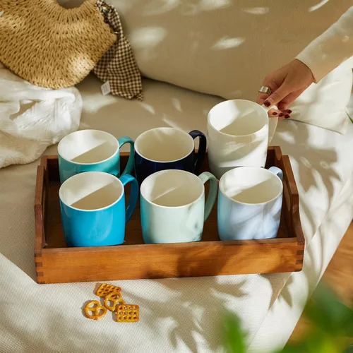Miniatura 6 de Sweese Juego de 6 tazas de café de porcelana grandes de 20 onzas, tazas de café grandes de porcelana con mango grande, vasos de gran