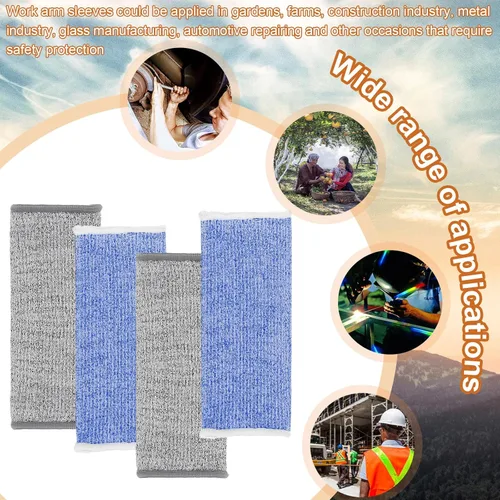 Miniatura 7 de Neer 4 pares de mangas protectoras para brazos para piel delgada, anticortes, resistentes a quemaduras, funda para antebrazo para cocina y azul