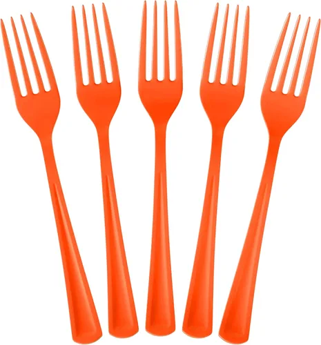 Miniatura 10 de Party Solids Tenedores de plástico negro, 100 piezas, tenedores negros, utensilios desechables, juego de cubiertos de plástico resistente