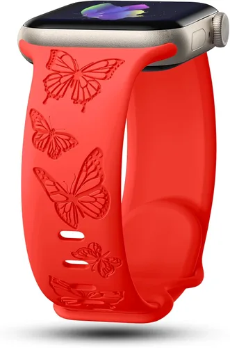 Miniatura 15 de Bandas con grabado de mariposa compatibles con Apple Watch de 41mm 40mm 38mm 49mm 46mm 49mm 46mm 45mm 44mm 42mm, mujeres, correa deportiva de Negro
