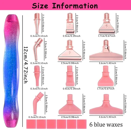 Miniatura 2 de Praise V Do Kit de bolígrafo de pintura de diamante con 6 tornillos de punta de metal plateado de acero inoxidable, 6 placeres de plástico, 6 Azul