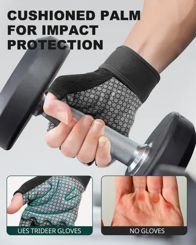 Miniatura 3 de Trideer Guantes de levantamiento de pesas para mujeres y hombres con soporte de muñeca, guantes de entrenamiento para mujer, protección completa