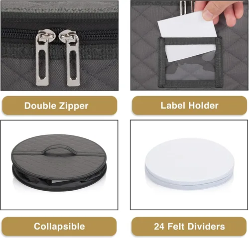 Miniatura 3 de Paquete de 2 cajas de almacenamiento de platos pequeños de 6 pulgadas, contenedor de almacenamiento de China, apilable con interior acolchado