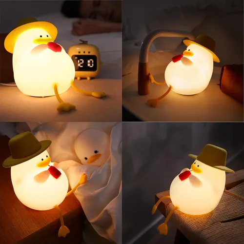 Miniatura 5 de Happy Duck Luz de noche con sombrero Regalo de cumpleaños Lámpara de silicona linda Dormitorio Luz de sueño LED Niños Linda luz nocturna Luz