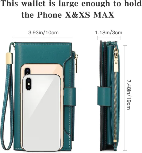 Miniatura 3 de SENDEFN - Cartera de cuero para mujer, portatarjetas con bloqueo RFID, monedero para mujer con cierre
