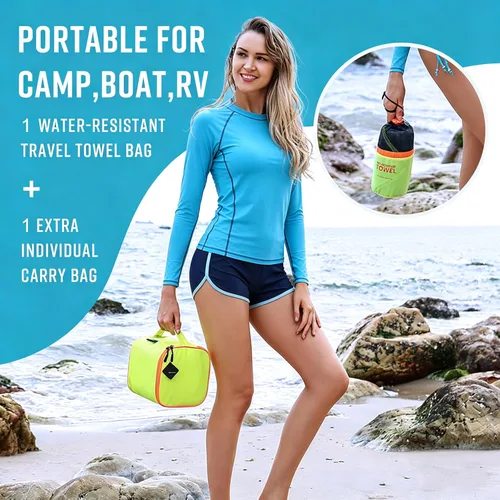 Miniatura 5 de 4Monster Paquete de 4 toallas de camping de microfibra de secado rápido, toalla de viaje súper absorbente con bolsa impermeable, toalla ligera