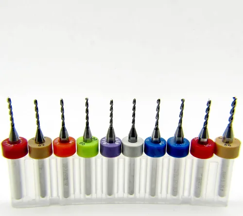 Juego de brocas de carburo sólido de diez tamaños, 0.037" - .0465" #63#62#61#60#59#58#57 0.044 in 0.045 in #56 1/8" Shanks