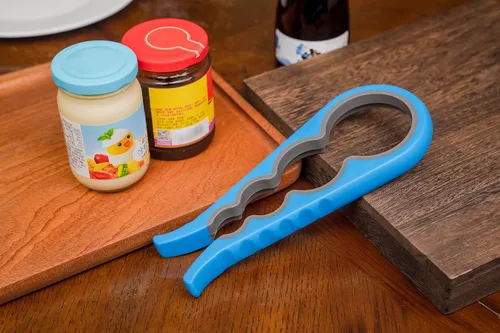 Miniatura 3 de Bloss abridor antideslizante de tarros, removedor de tapas de frascos, abridor de latas de goma, agarres de cocina para quitar tapas, tapas y Azul