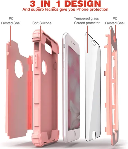 Miniatura 6 de IDweel Funda para iPhone 8 Plus, para iPhone 7 Plus con Protector de Pantalla, 3 en 1 Híbrida Resistente a Golpes de Servicio Pesado Protección Oro