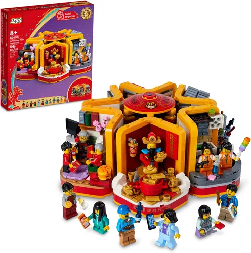 LEGO Lunar New Year Traditions 80108 - Kit de construcción para niños de 8 años en adelante; juego de construcción con 6 escenas festivas y 12