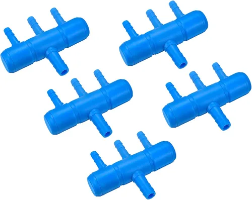 Miniatura 10 de uxcell 5 unids 0.315 in a 0.217 in 2 vías línea de aire tubo divisor conector pecera tanque oxígeno tubo aire adaptador para acuario, azul