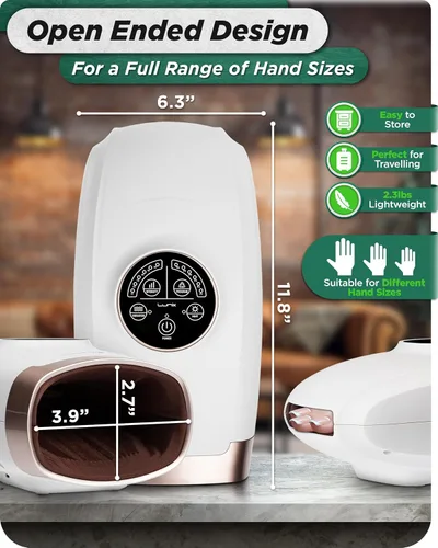 Miniatura 4 de Lunix Masajeador de manos LX3, máquina de masaje de manos Shiatsu con calor y compresión, terapia de punto de presión de 6 niveles para artritis