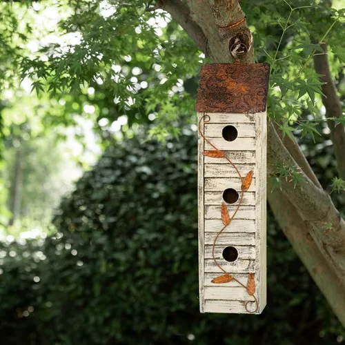 Miniatura 11 de Glitzhome - Casas para pájaros para exteriores, casas para colibríes para exteriores, caja de anidación para pájaros de 11.5" de alto, hecha a mano