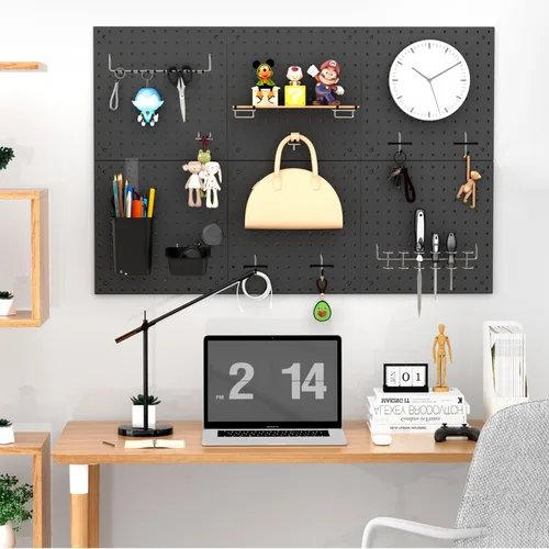 Miniatura 6 de Kit de tablero de clavijas, incluye tablero de clavijas y accesorios, con ganchos y contenedores, organizador de pared para oficina, exhibición