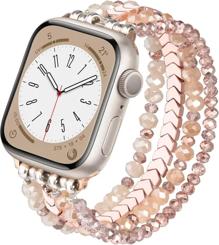 Miniatura 11 de CAGOS Pulsera de cuentas compatible con Apple Watch Series 11/10/9/8/7/6/5/4/3/2/1 SE de 1.496 in 1.575 in 1.614 in 1.654 in 1.732 in 1.772 in 1.811