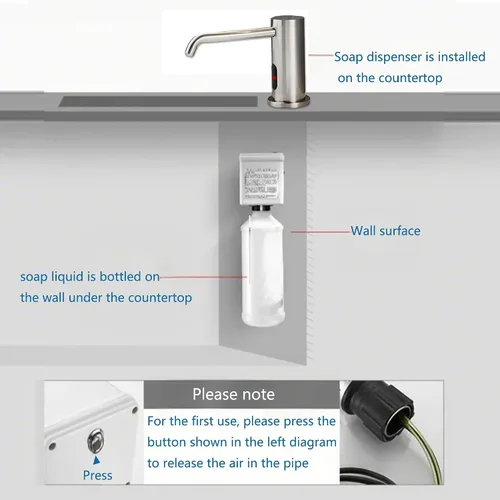 Miniatura 7 de Dispensador automático de jabón sin contacto para cocina y baño, dispensador de jabón eléctrico comercial integrado, sensores infrarrojos mejorados