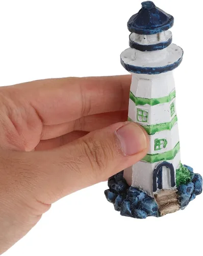 Miniatura 6 de POPETPOP Adorno de faro de acuario, mini faro de resina, micro paisaje para decoración de peceras, océano mar, playa, fiesta, decoración de jardín