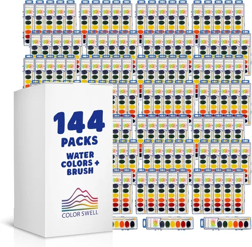 Miniatura 14 de Color Swell Acuarelas de 8 colores a granel con pinceles de madera - 4 paquetes