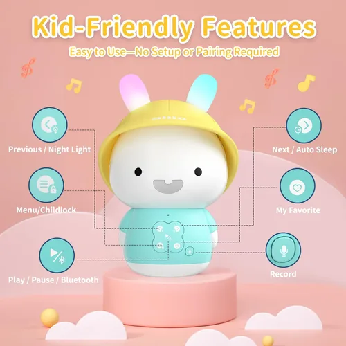 Miniatura 6 de alilo Bunny Kids - Reproductor de música para niños, juguetes de narración para niños pequeños de 1-3-5, regalos para bebés y niñas precargados 30