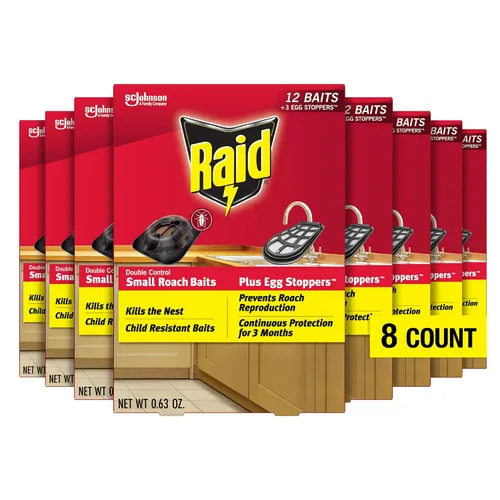 Miniatura 12 de Raid Double Control - Cebos pequeños para cucarachas y tapones para huevos, 12 unidades (paquete de 3)