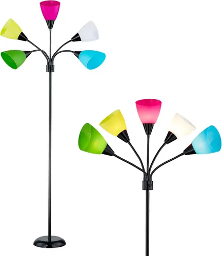 Medusa - Lámpara de pie de decoración moderna, lámpara de múltiples cabezales con cuello de ganso ajustable, lámparas de luz brillante para lectura,