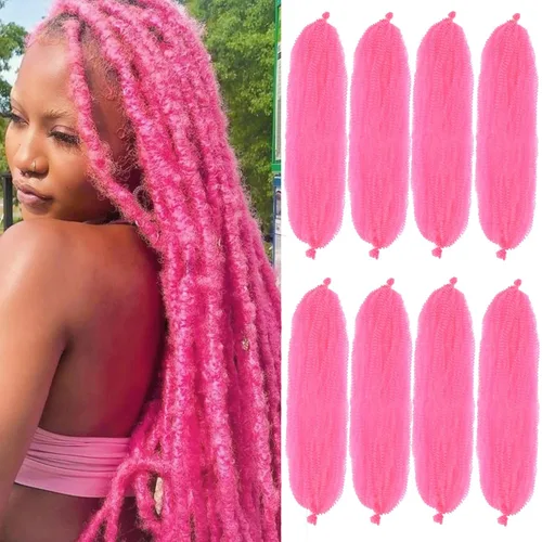 Miniatura 25 de Cabello Rizado Afro Elástico 8 Paquetes Cabello Trenzado Marley Twist Cabello Spring Twist Pre-Separado para Locs Falsos Cabello de Ganchillo Kinky