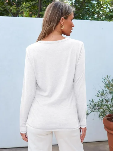 Miniatura 4 de SUNBS Paquete de 3 camisas de manga larga para mujer, ajuste holgado, ropa de otoño, ropa de moda 2025, camisetas básicas de entrenamiento, trajes