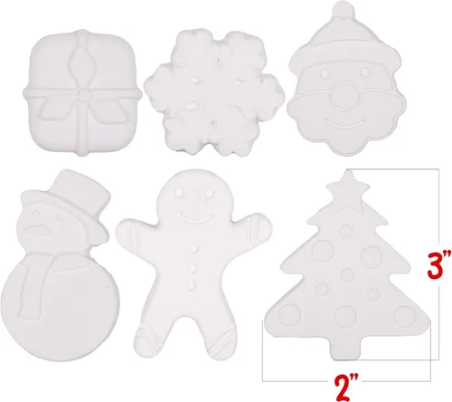 Miniatura 4 de ArtCreativity Kit de pintura de cerámica navideña para niños, 6 figuras de cerámica, 2 juegos de pintura y 2 pinceles, manualidades de Navidad