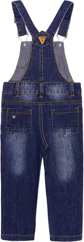 Miniatura 8 de KIDSCOOL SPACE Pantalones de mezclilla ajustados para bebés y niños pequeños, overol de mezclilla con bolsillo grande rasgado