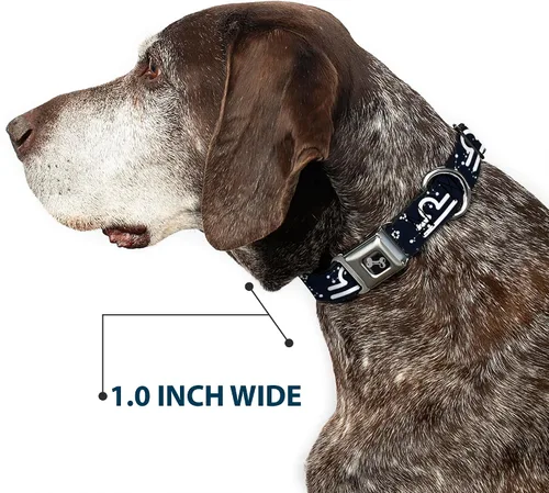 Miniatura 6 de Collar de perro hebilla de cinturón de seguridad Zodiac Libra símbolo constelaciones negro blanco 9 a 15 pulgadas 1.0 pulgadas ancho