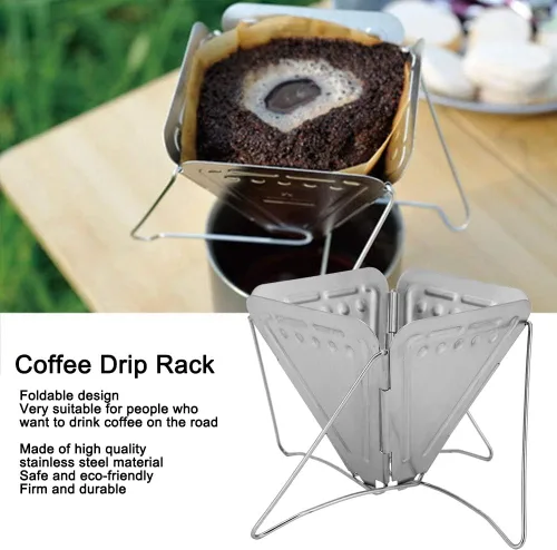 Miniatura 5 de Gotero de café plegable, estante de goteo de café de acero inoxidable portátil para estufa de café gotero de café, filtro de filtro para viajes