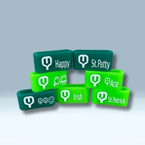 Miniatura 4 de Bandas de nombre de paleta de pickleball personalizadas, agarre de silicona personalizado, etiquetas de identificación de pickleball duraderas Verde